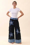 Plus Size Washed Denim Barrel Pants