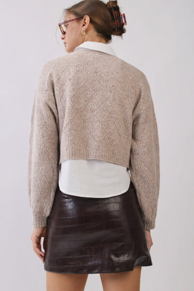 Cropped Layered Knit Sweater