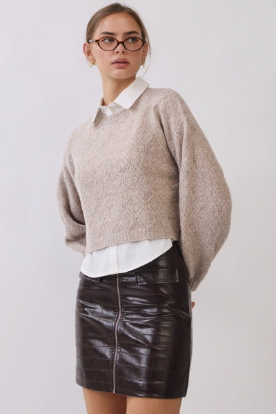 Cropped Layered Knit Sweater