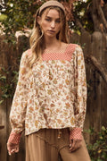 Floral Contrasted yoke blouse