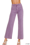 PLUS SIZE -  acid wash bootcut jeans- LT plum