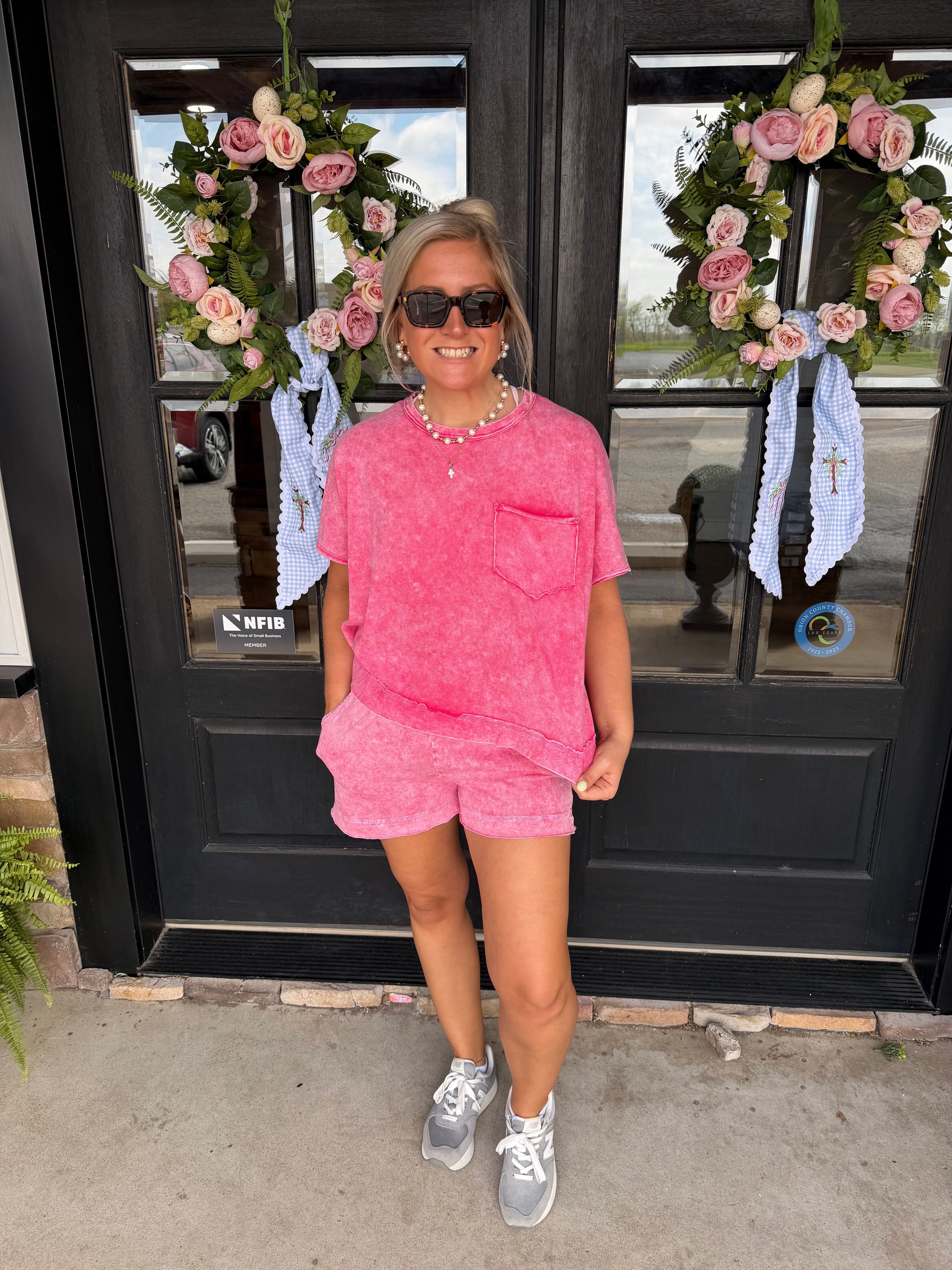 Halo snow washed boxy top & shorts set