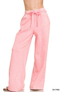 acid wash fleece palazzo sweatpants Dk pink