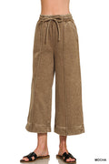 Acid Washed Fleece cropped pants mocha