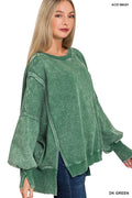 plus size Acid Washed Hi-Low fleece sweatshirt