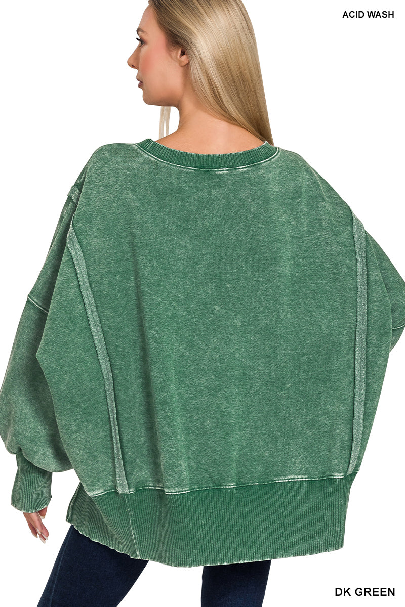 plus size Acid Washed Hi-Low fleece sweatshirt