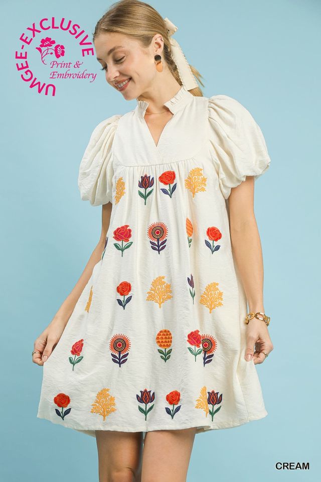 Cream Flower Dress