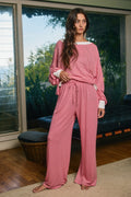 Stripe Wide Leg Casual Lounge Pants