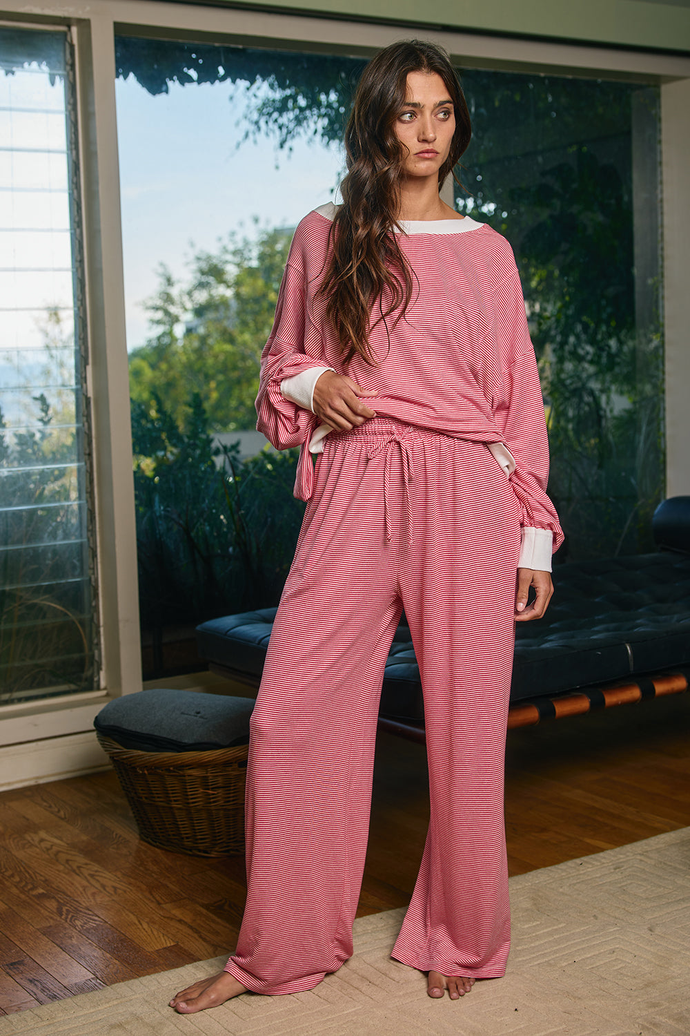Stripe Wide Leg Casual Lounge Pants