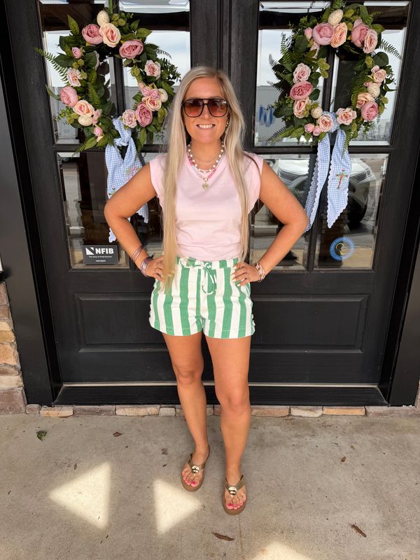 Striped Denim shorts
