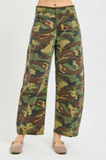 Mid Rise Crop Barrel Camo Jeans