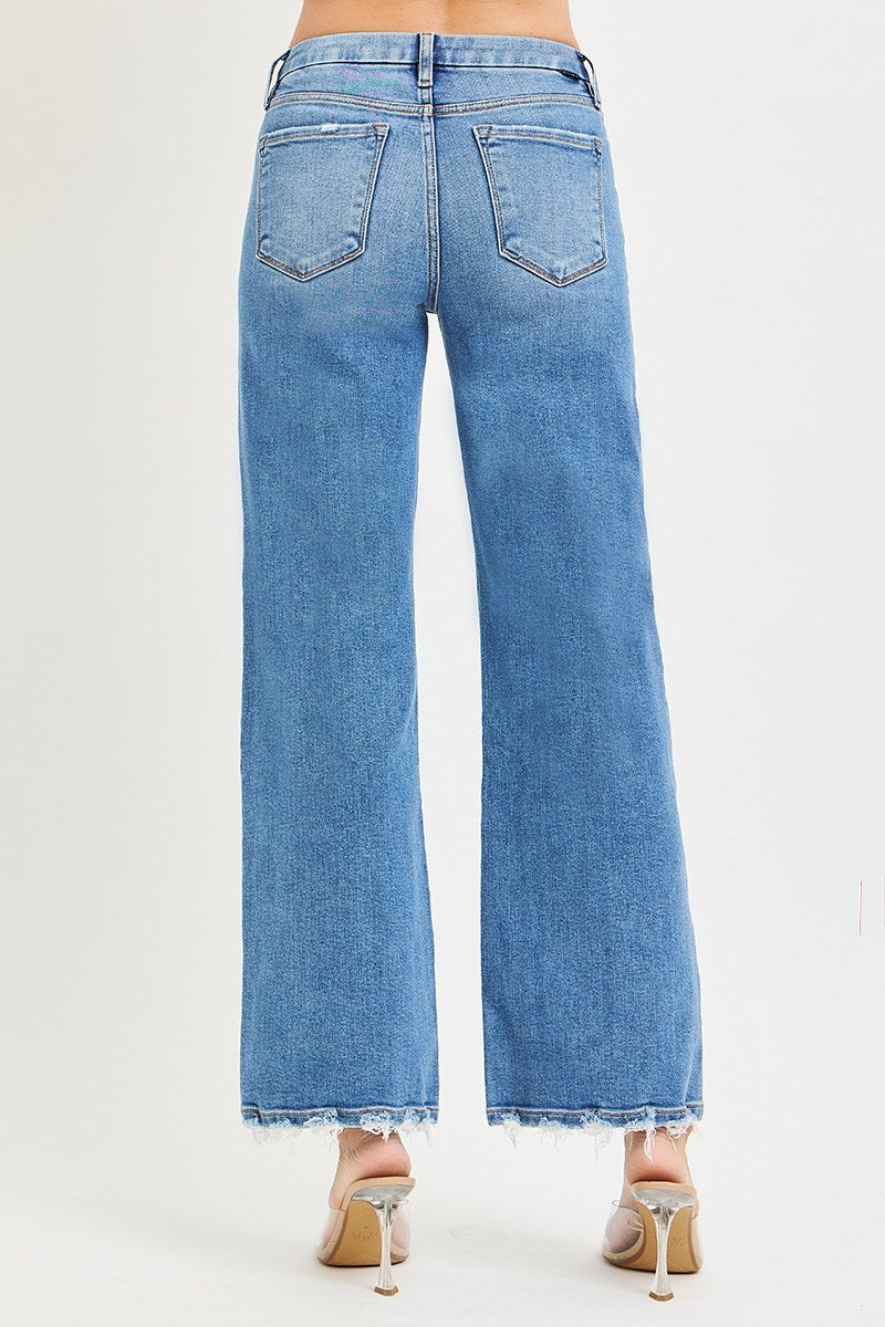 high rise wide leg jeans double waist