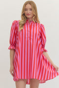 Hot Pink & Red Striped Dress