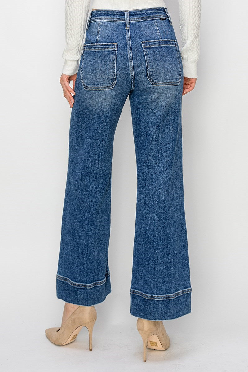 High Rise Crop Wide Jeans