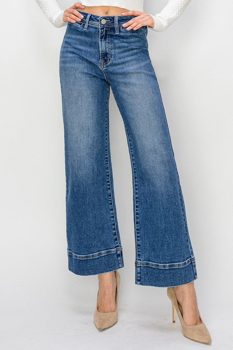 High Rise Crop Wide Jeans