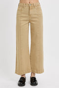 High Rise Crop Wide Jeans Latte
