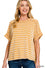 Raised rib striped exposed seam top