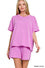 Raised rib short sleeve tee & short pants set