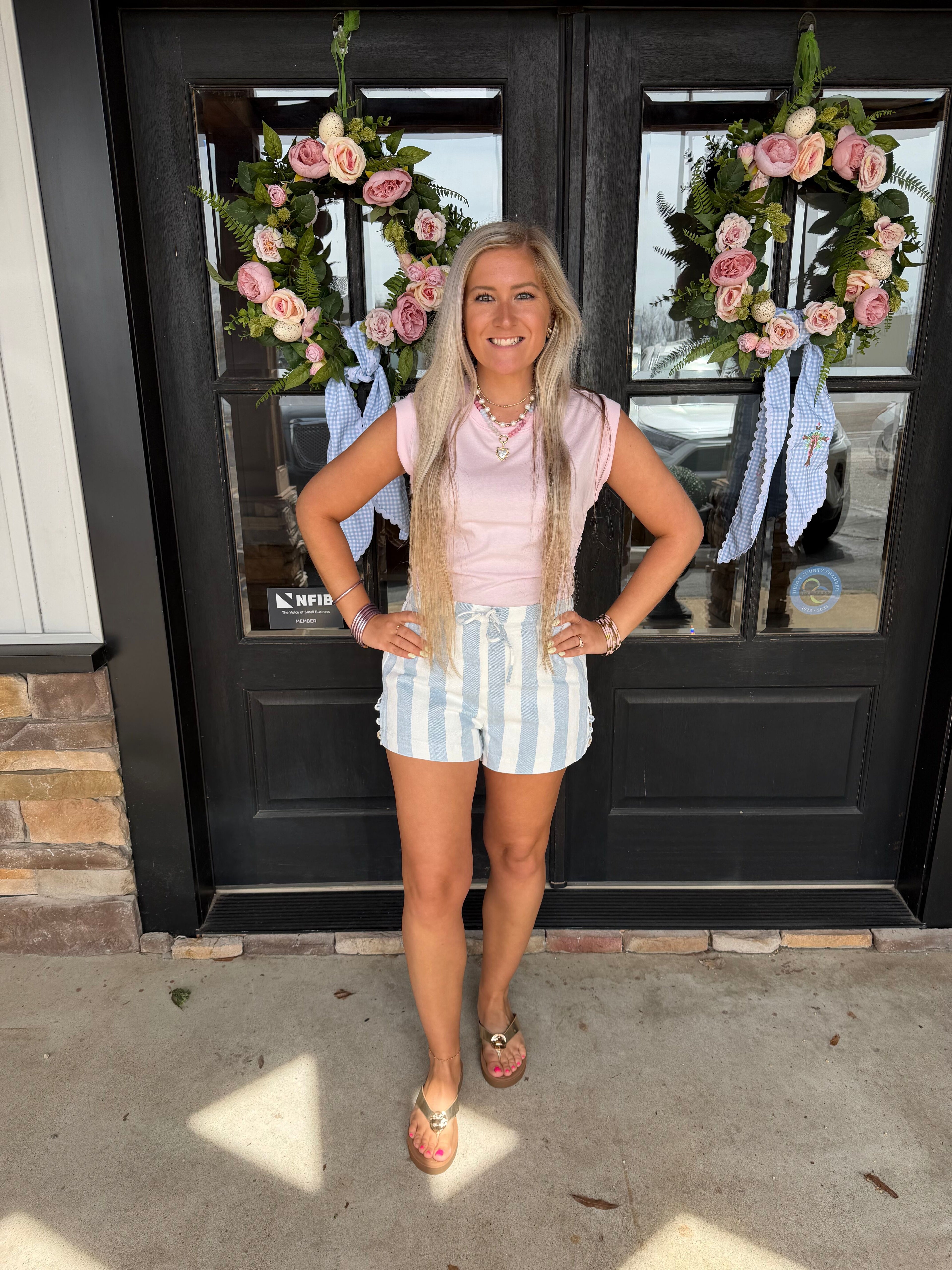 Striped Denim shorts