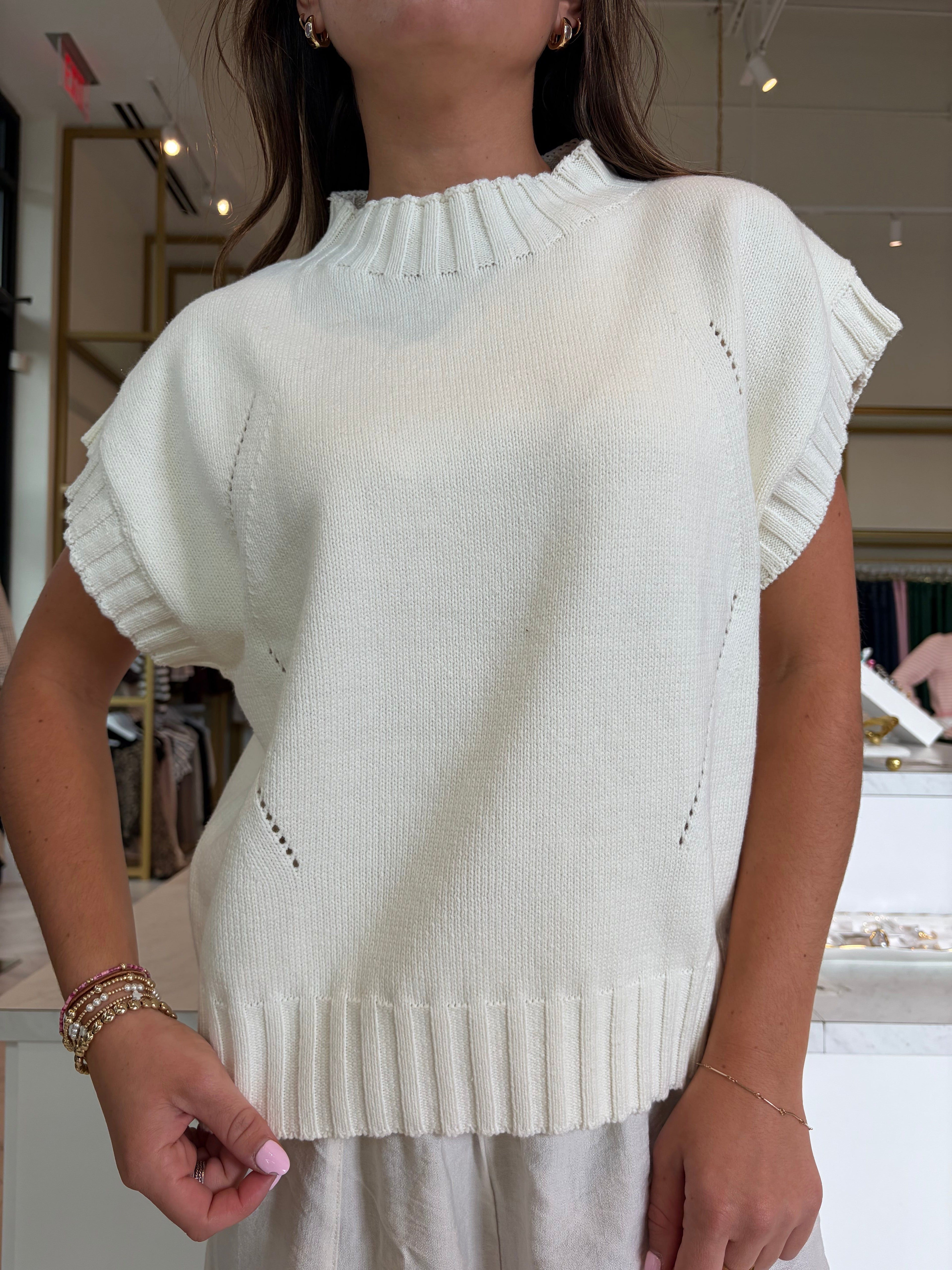 Creamy White Knit Top
