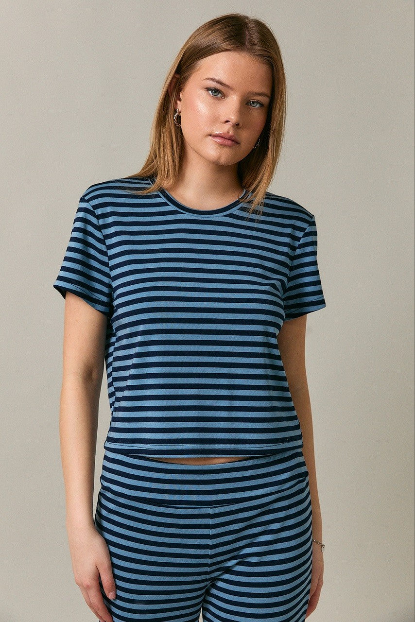 Round neck stripe baby tee