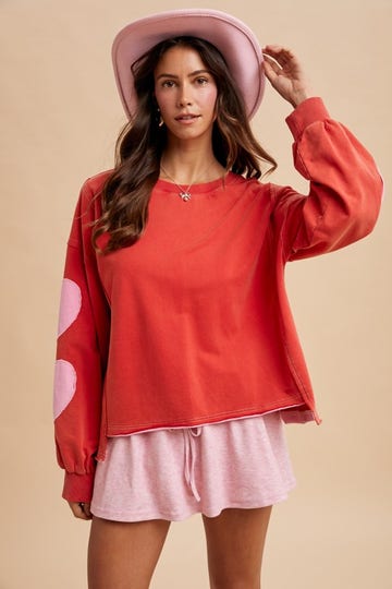 Valentine Heart Patch French Terry Sweatshirt