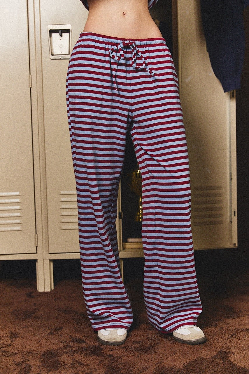 Wide leg LT BLUE - BURG stripe pants