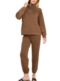 Scuba Half Zip Sweatshirts and Joggers Set- Brown