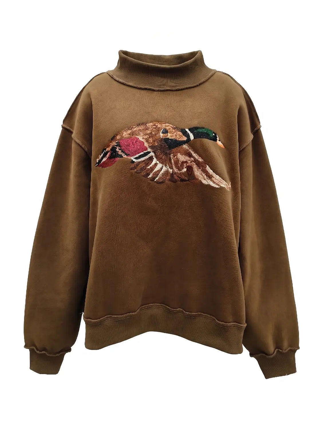 Mallard Brown Mock-neck Sweatshirt
