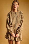 Suede Pleated Jacket