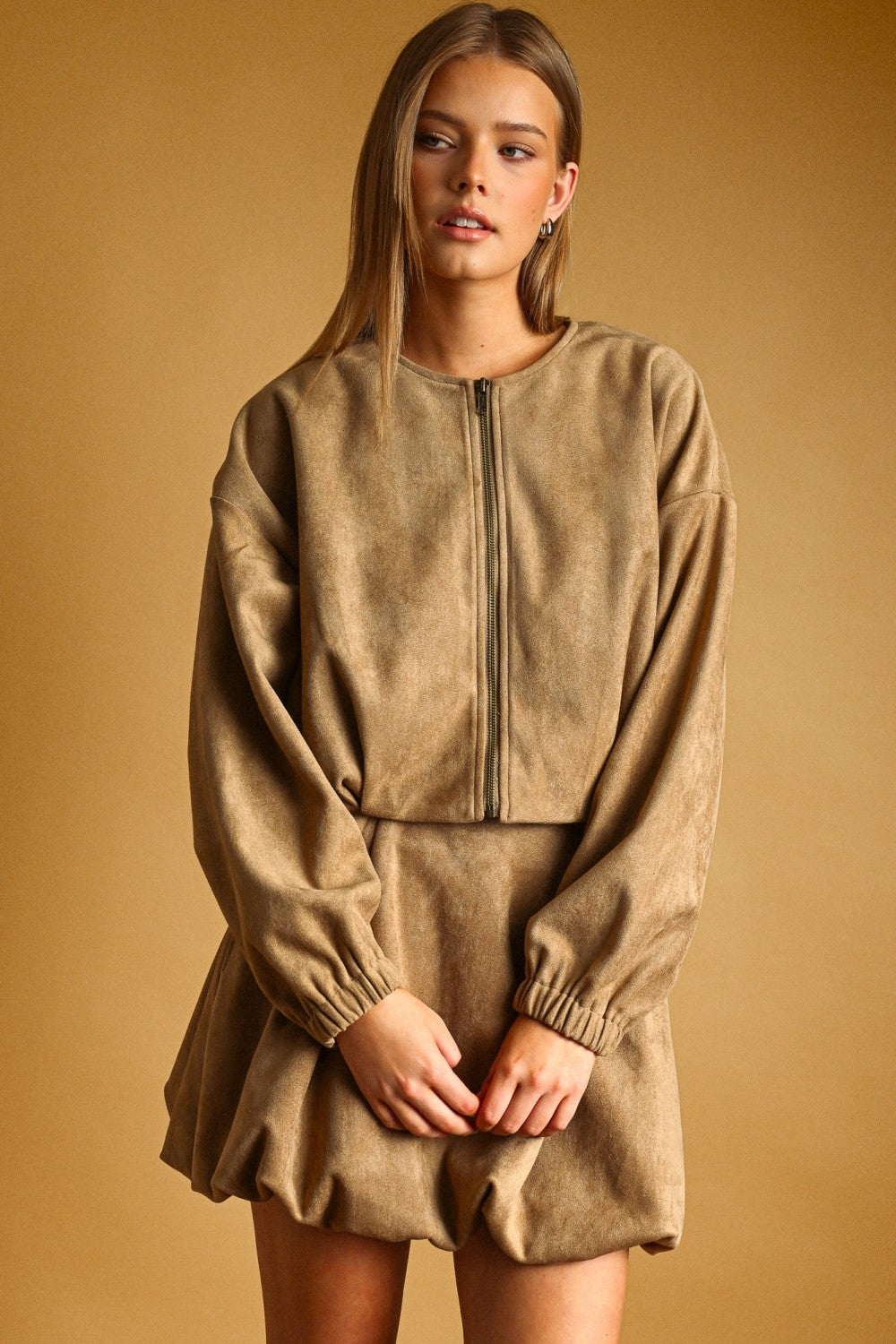 Suede Pleated Jacket