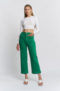 Super High Rise Wide Leg Cropped- GREEN