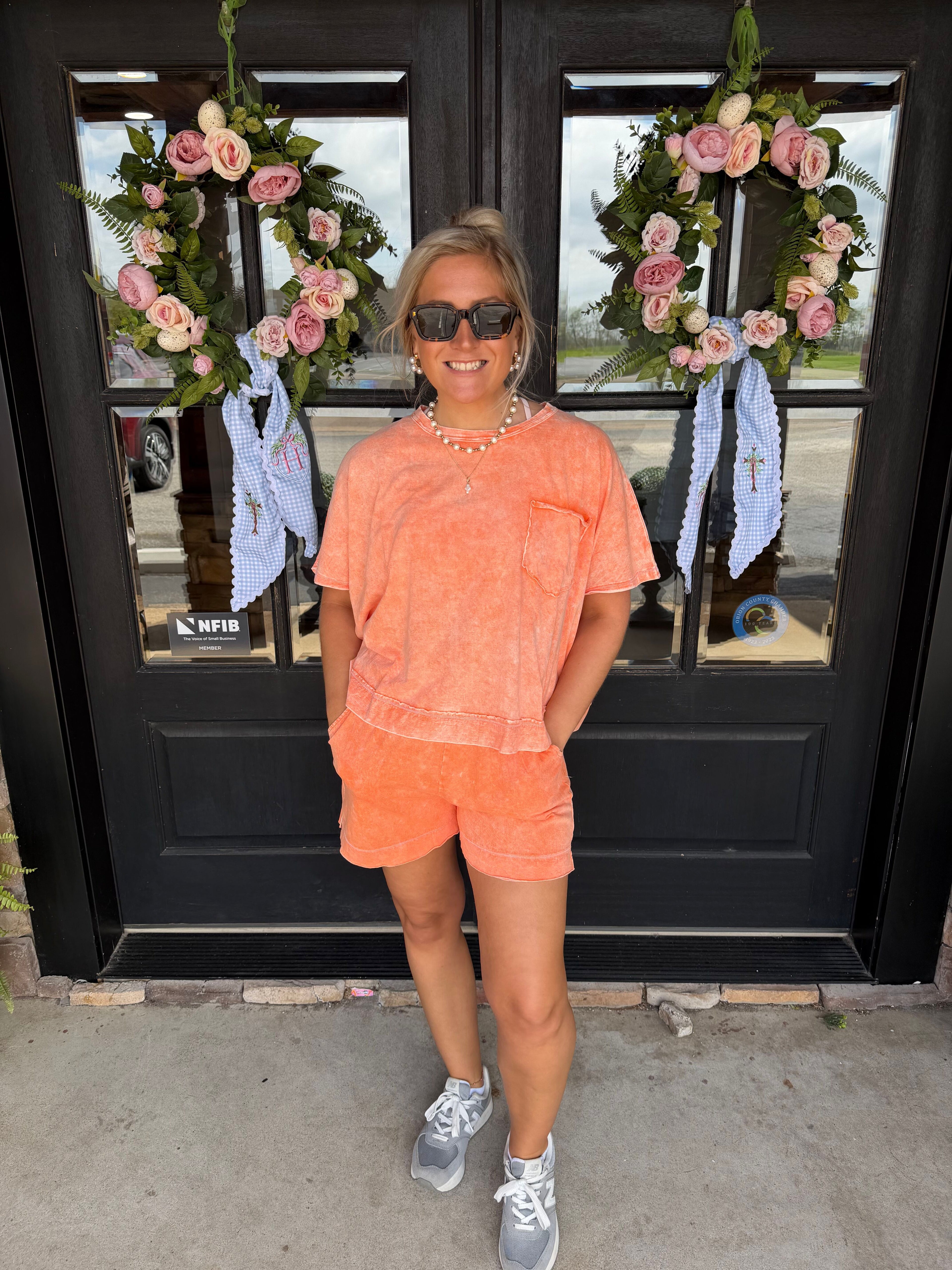 Halo snow washed boxy top & shorts set
