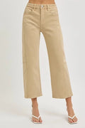 High rise crop wide barrel pants