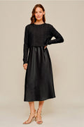 Satin Midi Dress & Cable Knit Sweater Sets