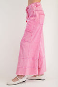 pink PLUS SIZE-MINERAL WASHED TERRY KNIT PANTS