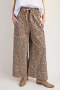 ANIMAL PRINT MINERAL WASHED TERRY KNIT LOUNGE PANTS