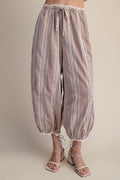 PLUS SIZE-EMBROIDERY DETAILING GINGHAM ALADIN PANTS