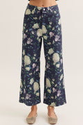 Floral print straight leg pants