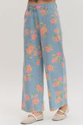Blue and Pink Floral Jeans