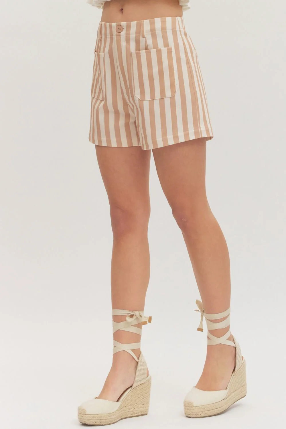 Tan Striped Shorts