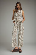 White Zebra Print Wide Leg Pant