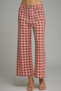Gingham wide leg pants featuring front patch pockets.
