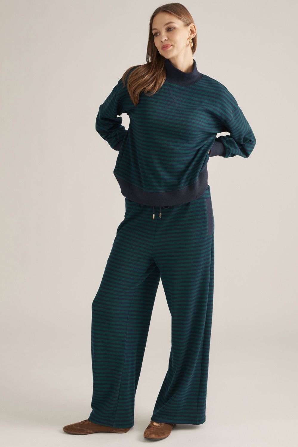 Mock Neck Stripe Pullover