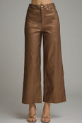 Metallic Wide Leg Pants - metallic brown