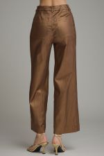 Metallic Wide Leg Pants - metallic brown