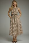 Striped Brown Tie Classy Dress