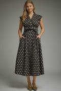 Geo print sleeveless midi dress