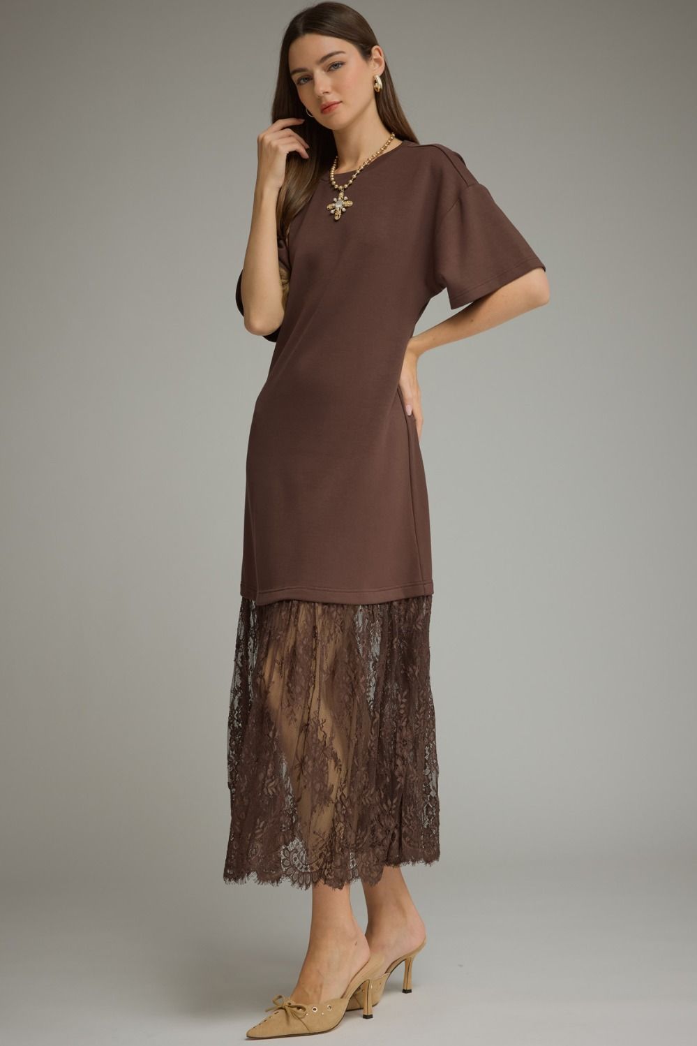 Classic Lace Skirt Midi Dress