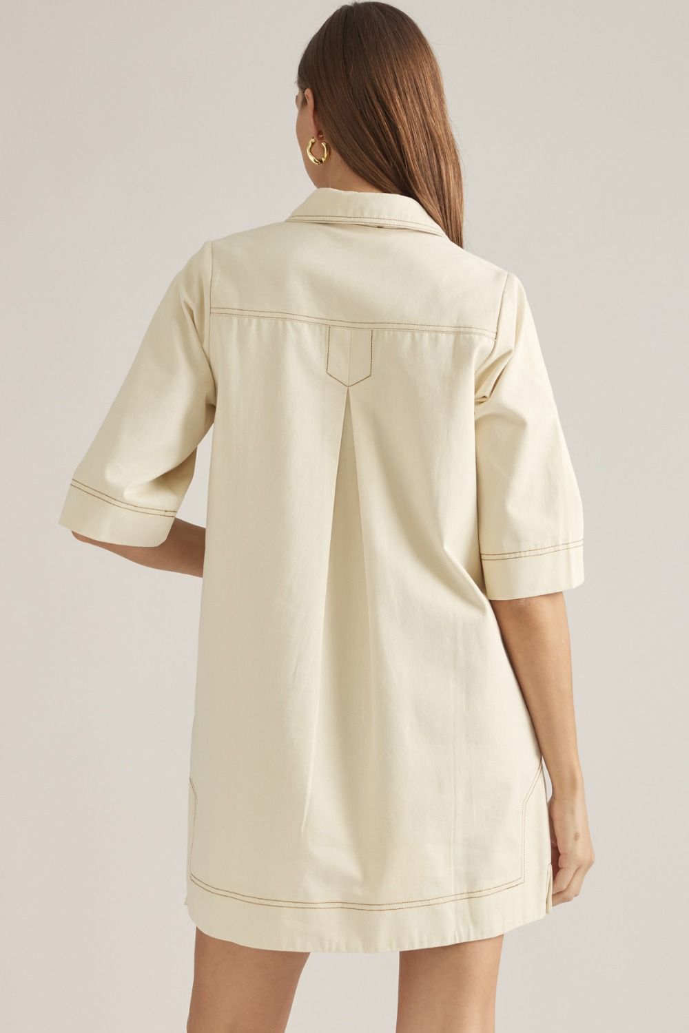 V-neck Topstitch Mini Dress